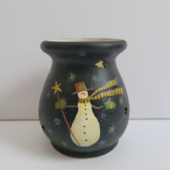 Lang Ceramic Snowman Tealight Candle Holder With Cutout Stars - Picture 4 of 6
